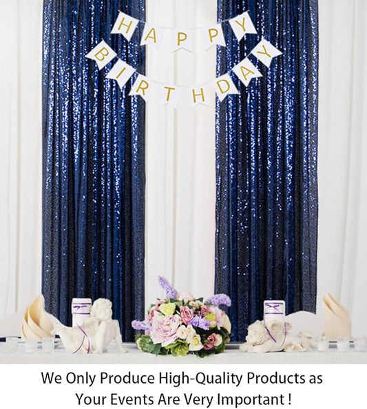 ShinyBeauty Sequin Backdrop Curtains 4 Panels Navy Blue 2FTx8FT Navy Blue Curtains Sequin Fabric Photo Backdrop Curtains Navy Blue Glitter Curtains for Party Baby Shower Backdrop Backgrounds