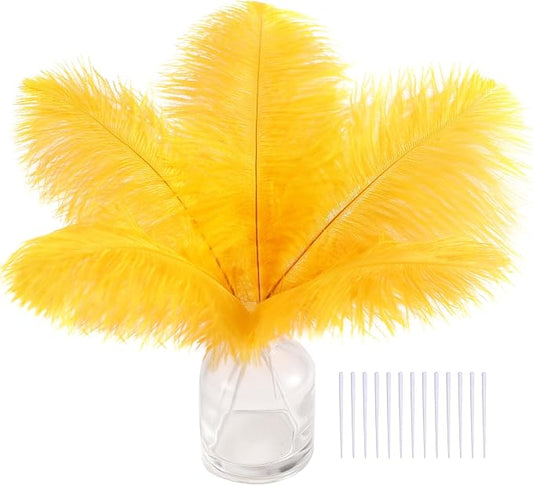 SOGUGOM Gold Craft Ostrich Feathers - 30PCS 8-10 inch Ostrich Feathers Kit for Centerpieces, Kindergarten Crafts, Dream Catchers and DIY Projects(Gold)