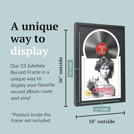 Creative Picture Frames 16" x 24" Jukebox Vinyl Frame Display with Double Black-White Matting, LP Record Album Frame for Wall Decor, Black/White, Pack of 4