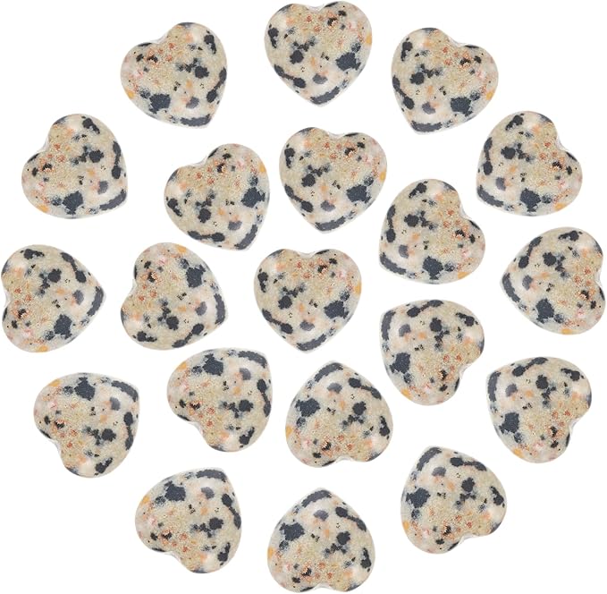 PATIKIL 20 Pcs Natural Heart Shaped Crystal Stone, 0.6 Inch Mini Polished Love Gemstone Crystal, Pocket Rock Engraved Worry Stones for Women Gifts Meditation, Spotted Black