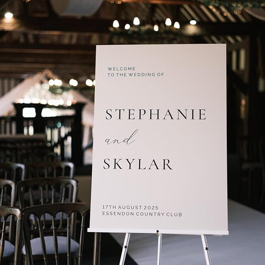 Welcome Wedding Sign Personalized, Luxury Wedding Sign Decorations Signage 12" X 18" (Small), 27" (Medium), 36" (Large), Plastic, Modern, Pole Mount, Weather