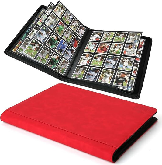 Premium Ringless Trading Card Binder - 1024 Capacity, 16 Side-Loading Pockets per Page, Archival Quality Protection & Anti-Slip Spine for TCG, MTG, Sports Cards (Red)
