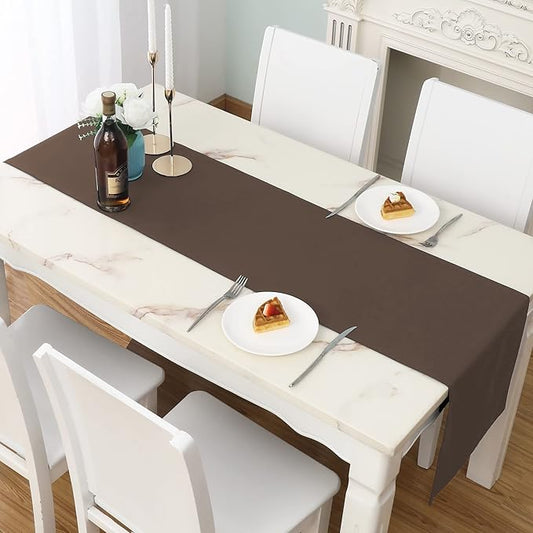 Rustic Brown Table Runner Solid Color Soft Thick Polyester Decorative Cloth Handcrafted for Wedding Party Birthday Graduations Hotel Restaurant Banquet Catering Services Event 14x72 inch