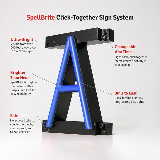 SpellBrite TO-GO BEER Sign | Beer-Related Sign with Neon Look, Blue LED Light Source | 19.8" x 15.0"