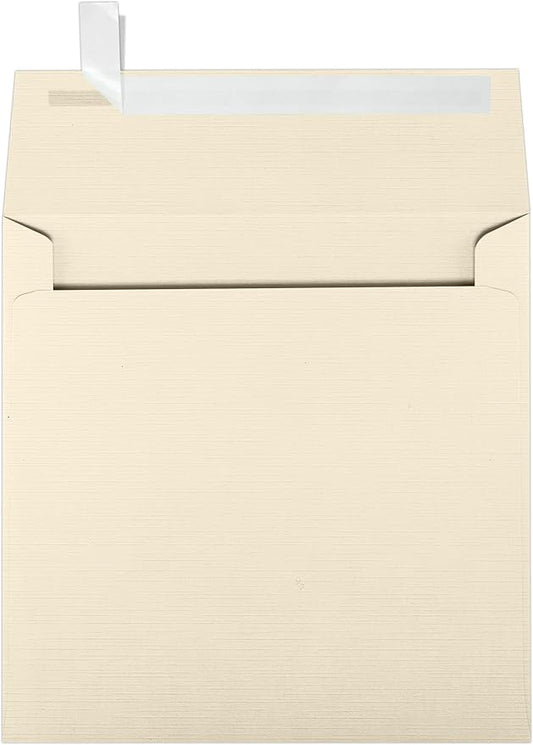 LUXPaper Square Invitation Envelopes | Peel & Press | 6 1/2" x 6 1/2" | Natural Linen | 80lb. Text | 50 Qty