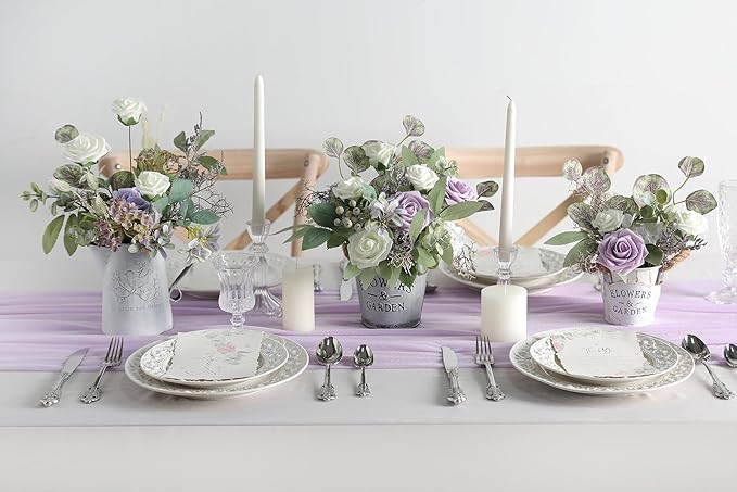 Serra Flora Artificial Greenery Spray Box Set(Pack of 38pcs) with 9 Kinds of DIY Wedding Bouquet Filler Table Centerpieces and Floral Arrangement (Lilac & Green)