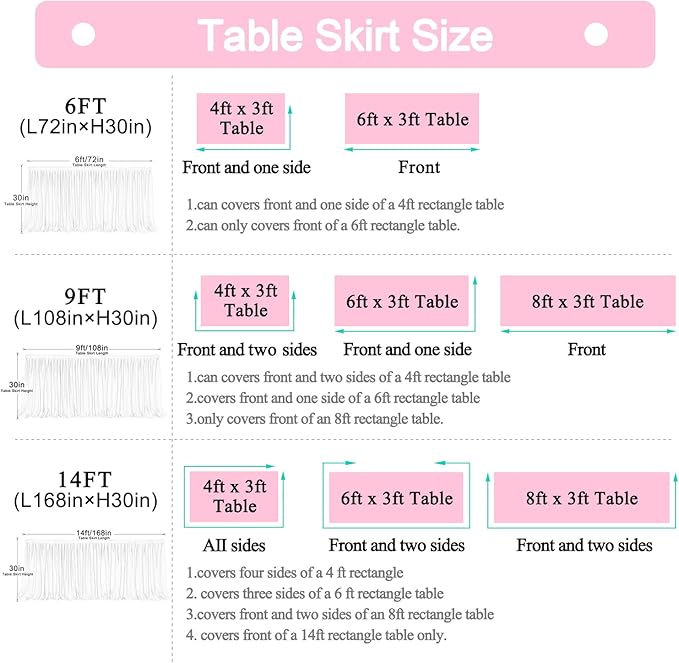 14ft Pink and Blue Table Skirt for Rectangle Tables or Round Tables Tulle Tutu Table Cloths for Gender Reveal Baby Shower Boy or Girl Birthday Party Wedding Dessert Buffet Banquet Table Decorations
