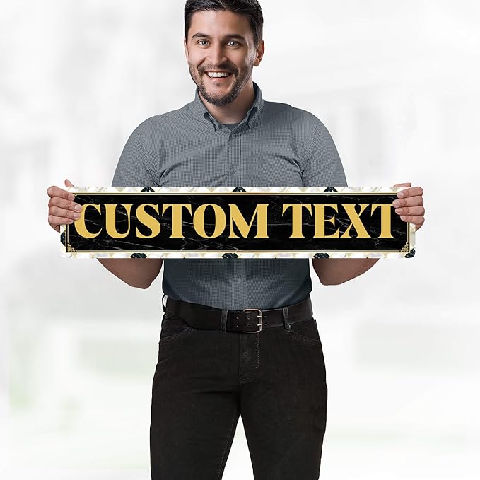 Custom Sign, Custom Street Sign, 11 Font Colors, 13 Font Styles, 4 Hole Options, 22 Sizes, 6x30 Inches, Rust Free DiBound, Fade Resistant, Made in USA by My Sign Center (Marble Tile)