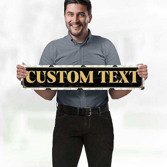 Custom Sign, Custom Street Sign, 11 Font Colors, 13 Font Styles, 4 Hole Options, 22 Sizes, 6x30 Inches, Rust Free DiBound, Fade Resistant, Made in USA by My Sign Center (Marble Tile)
