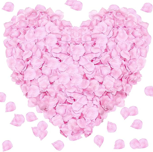 1000Pieces Rose Petals, Artificial Flower Petals Fake Rose Petals Silk Red Rose Petals for Romantic Night,Wedding,Proposal Anniversary Flower Decorations (Light Pink)