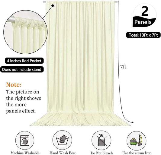 10 x 7 Feet Ivory Backdrop Curtain for Partie, Background Curtains for Photoshoot, Birthday, Wedding, Halloween, Thanksgiving, Christmas, New Year Party Decorations 5Ft x 7Ft, 2 Panels
