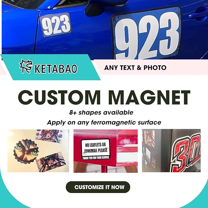 KETABAO – 12" Square Magnetic Photo for Refrigerators, Storage Cabinets and Cars – Customized Gifts for Office and Home