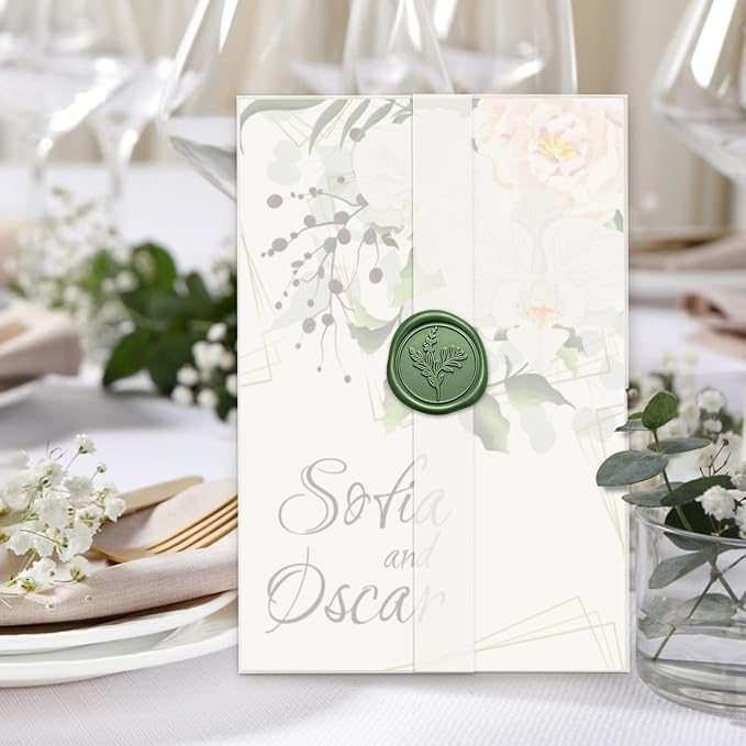 60 Pack Pre-Folded Vellum Jackets for 4x6 Invitations, Translucent Vellum Paper 4x6 Jackets, 100GSM Wedding Invitations Wraps, Envelope Liners for Birthdays, Baby Showers