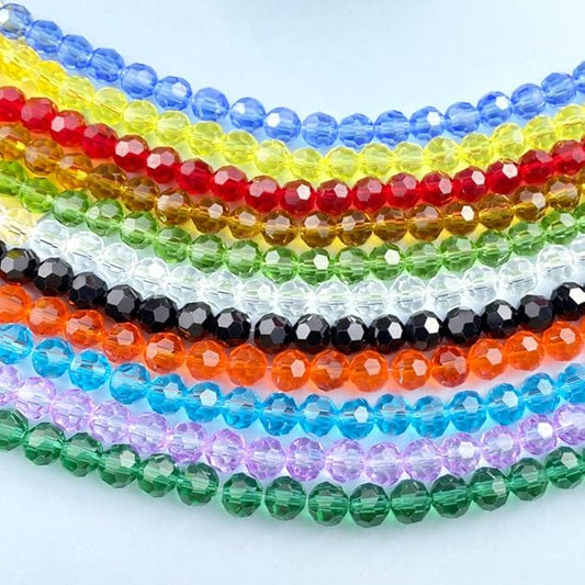 200 PCS 6mm Crystal Glass Beads Round Multiple Faceted Loose Spacer Glass Beads for DIY Handcrafte Bracelet Necklace Earring Jewelry Making(Tangerine)