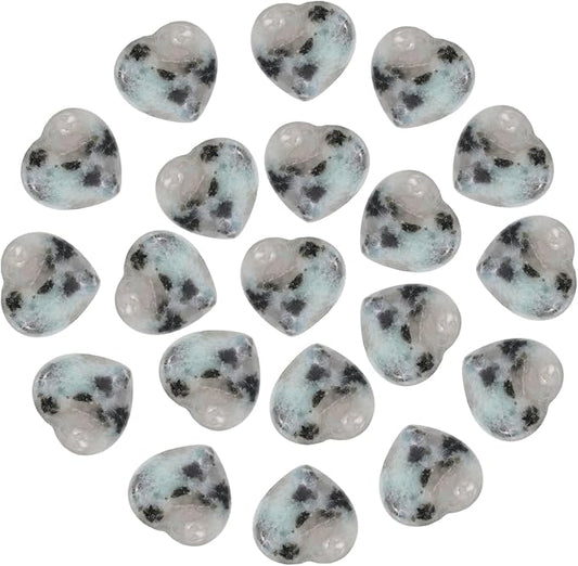 PATIKIL 20 Pcs Natural Heart Shaped Crystal Stone, 0.6 Inch Mini Polished Love Gemstone Crystal, Pocket Rock Engraved Worry Stones for Women Gifts Meditation, Tianshan Blue