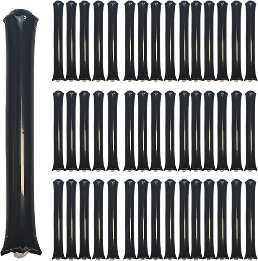 48pcs Round Head Boom Sticks Thunder Sticks Cheering Sticks Team Spirit Plastic Cheerleading Spirit Stick Clapper Inflatable Noise Maker Sports Supply (Black)