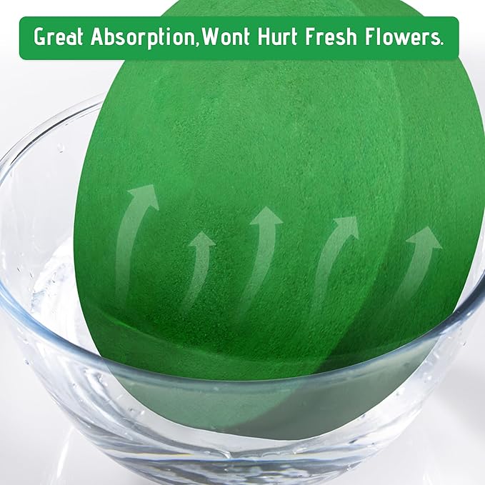 Max Shape 6 Pcs Floral Foam Round Blocks, Large Wet and Dry Green Foam for Artificial and Fresh Flower Arrangement,Flower Foam Blocks for Wedding Party Decorations (6.49 Inch)