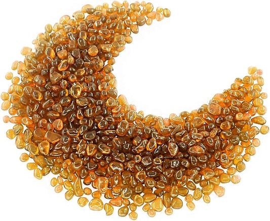 Hilitchi Glass Stones Non-Toxic Beautiful Smooth Vibrant Colors Vase Filler, Table Scatter, Aquarium Fillers, Gems Displaying, Gem Glass Confetti [Amber Stone Aprox. 1lb(455g)/Bag]