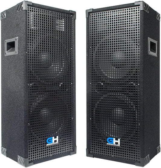 Grindhouse Speakers - GH210L-Pair - Pair of Passive Dual 10 Inch 2-Way PA/DJ Loudspeaker Cabinets - 1050 Watt each Full Range PA/DJ Band Live Sound Speaker