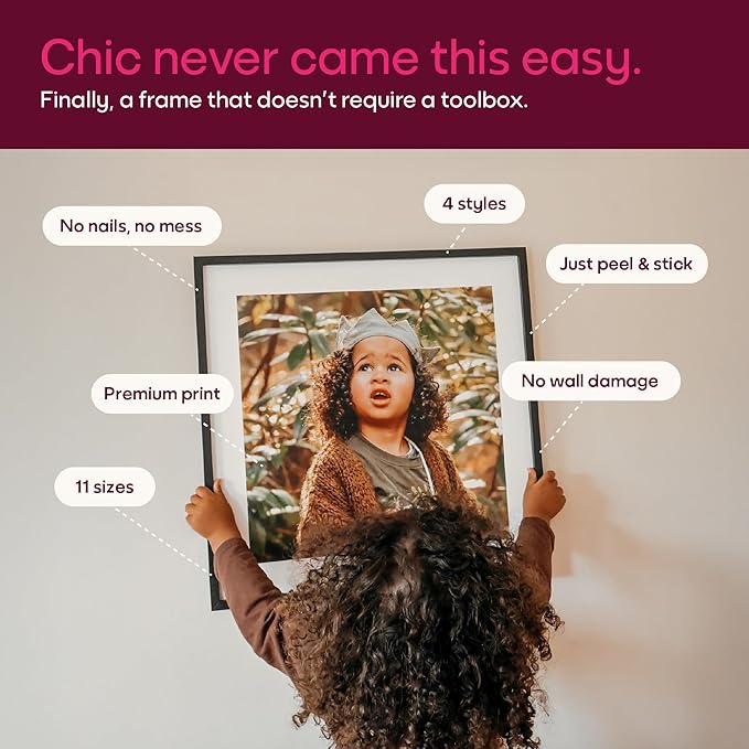 Mixtiles Official - Custom Photo Tiles - Personalized Printed Photos - Magnetic Wall Frames - Adhesive Sticker, No Nails - Various Sizes and Frames - 8x8-9Tile - White Frame