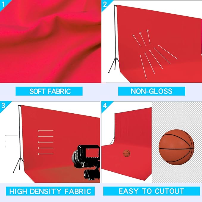 ISSUNTEX 10X16 ft Background Muslin Backdrop, Photo Studio, Collapsible High Density Screen for Video Photography and Television-Red