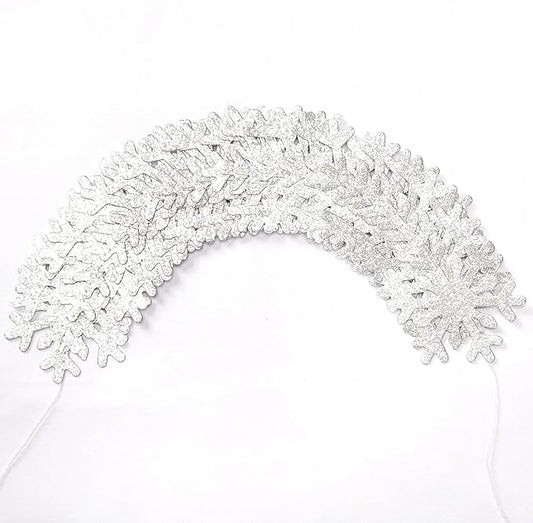 Snowflake-Snow Silver Christmas Party-Decoration Garland - 52ft Frozen Winter Wonderland Ornaments Hanging Paper Streamers,New Years Birthday Baby Shower Wedding Holiday Ceiling Decor Hugfond
