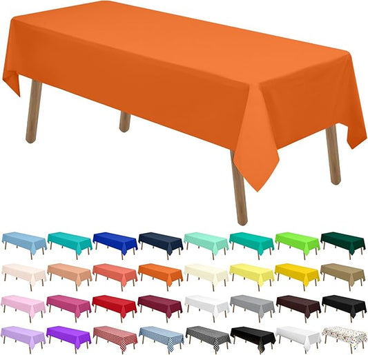 PARTY ULYJA Orange Plastic Tablecloths 2 Pack Disposable Table Covers 54 x 108 Inch PEVA Fall Colors Table Cloths for BBQ Picnic Birthday Wedding Parties 8 ft Rectangle Table Use
