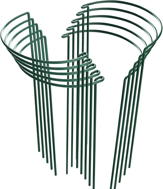 HiGift 10 Pack Peony Cages and Supports, 10" (W) x 16"(H) Plant Support, Heavy Duty Metal Plant Support Stake for Indoor Plants Half Round Garden Stakes Plant Support Ring for Hydrangea,Flower Outdoor