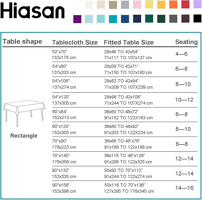 Hiasan Light Gray Rectangle Tablecloth - Waterproof Spillproof and Wrinkle Resistant Washable Polyester Table Cloth for Dining Party, 90 x 132 inch