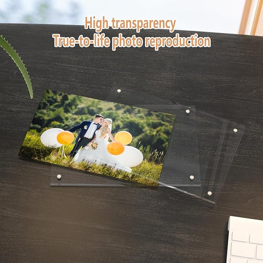 HELPLEX Picture Frames, 3 Pack 8x10 inch Acrylic Picture Frame Clear 8 x 10 Photo Frames Magnetic Picture Frames Ready for Tabletop Display, Effectively Protect Photos from Fading and Yellowing