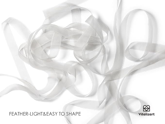 Vitalizart Organza Ribbon Frayed Sheer Organza White Pink Grey Set 3/8" Silk Like Ribbons for Valentines Day Gift Wrapping Craft Flower Bouquet Wedding Invitations Mesh Fabric 15 Yards