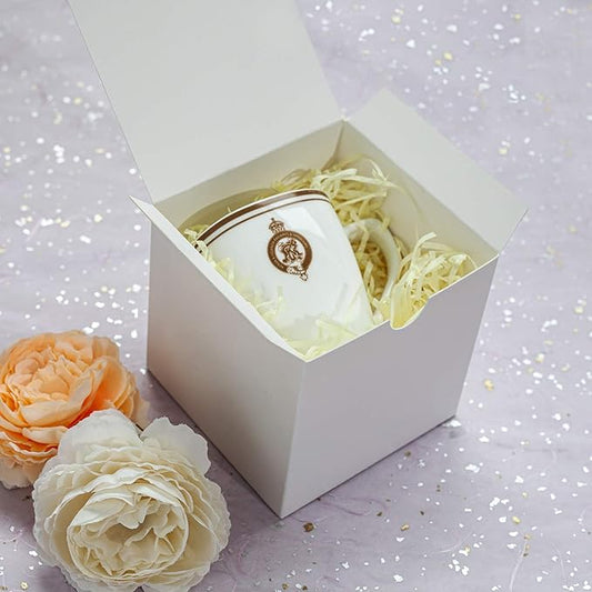 GEFTOL Small White Gift Box - 50 Pack, 4x4x4 inches, Fold & Assemble Paper Box for Bridesmaids, Proposals, Birthdays, Christmas (White)