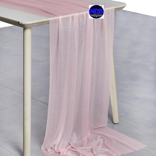 MDS Halloween Chiffon Table Runner - 12 Pack, 29 x 170 Inches, 14ft Each - Sheer Spooky Table Runners for Haunted House Parties, Trick-or-Treat Tables, Witchy Décor, Wedding & Events - Blush Pink
