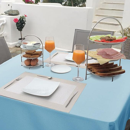 Hiasan Small Tablecloth for Square Tables - Waterproof and Spillproof Washable Fabric Table Cloth for Spring Dining, Outdoor Picnic (Sky Blue, 40 x 40 Inch)