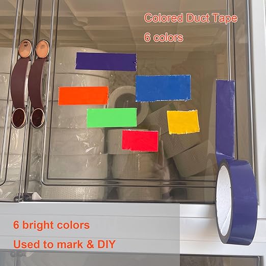 6 Pack Colored Duct Tape, Total 180 Yards- 1 Inch x 30 Yards per Rolls,Multi-Color Duct Tapes, Rainbow Colored Duct Tape Great for DIY Art Home School Office Assorted Colors