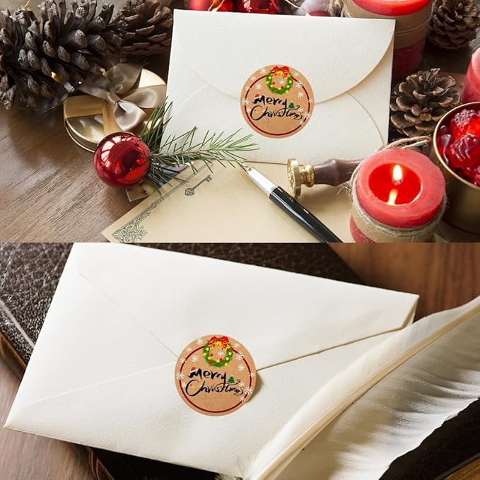 100-1000pcs Custom Stickers Merry Christmas Stickers Personalized Labels Adhesive Xmas Decorative Envelope Seals Stickers for Cards Gift Boxes(VSquare-9)