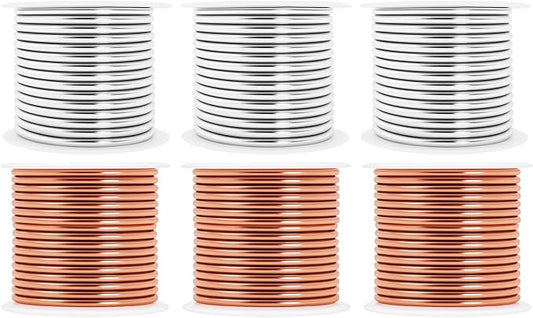 Mandala Crafts 10 Gauge Anodized Aluminum Craft Wire for Jewelry Making - 120 FT Colored Flexible Silver Copper Tone Wire - Bendable for Bonsai Armature Crafting Sculpting