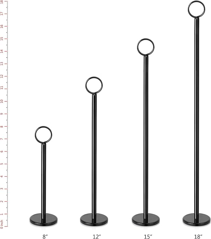 New Star Foodservice 27723 Ring-Clip Table Number Holder/Number Stand/Place Card Holder, 15-Inch, Set of 12, Black Finish
