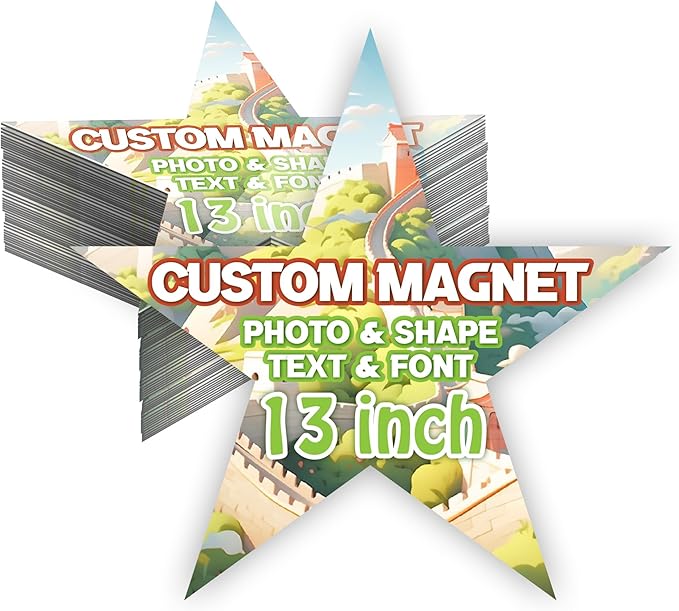 KETABAO – 13" Create Your Own Custom Refrigerator and Car Star Magnets - Personalized Decorative Magnetic Frames