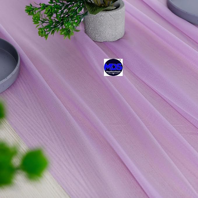 MDS 25 Pack 10ft Chiffon Table Runner 29 x 120 Inches Sheer Wedding Runner Romantic Rustic Table Runner for Wedding Decorations, Birthday Parties, Bridal Shower Party Arch Decor - Orchid