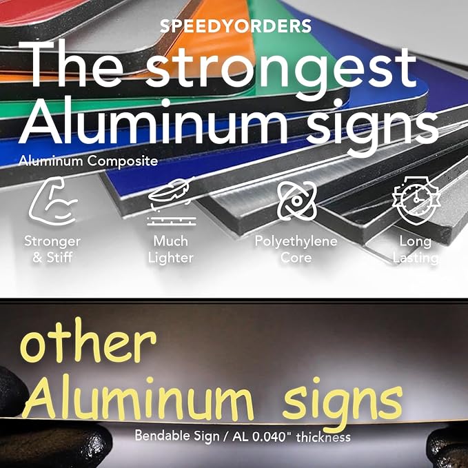 Custom Metal Business Signs, Personalized Aluminum Outdoor Signs, White Aluminum (Black Background, 20x20 In)