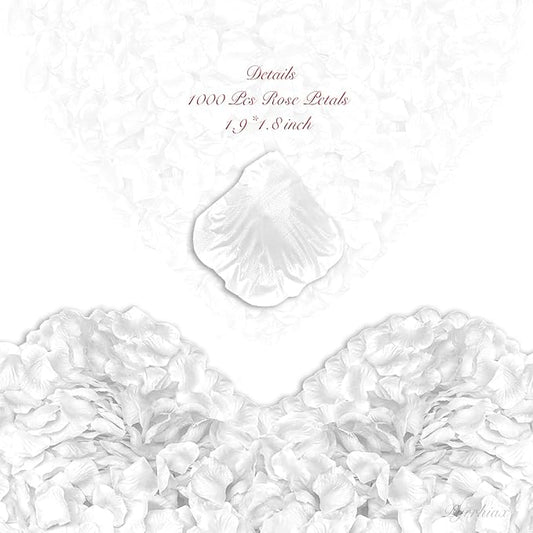 1000Pieces Rose Petals, Artificial Flower Petals Fake Rose Petals for Romantic Night,Wedding,Proposal Anniversary Flower Decorations (White)