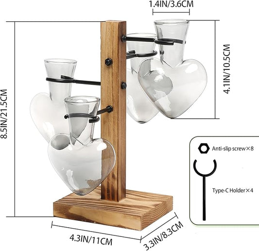 Plants Propagation Stations Plant Terrarium Kit Glass Planters for Indoor Plants House Plant Accessories Gift for Women - 4 Love Bulb Vase