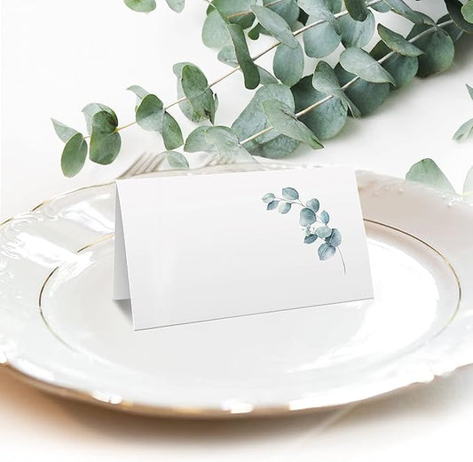 CLEVER SIGNS Place Cards for Wedding or Party, Seating Place Cards for Tables, Scored for Easy Folding, Flower Design 100 Pack, 2 x 3.5 Inches