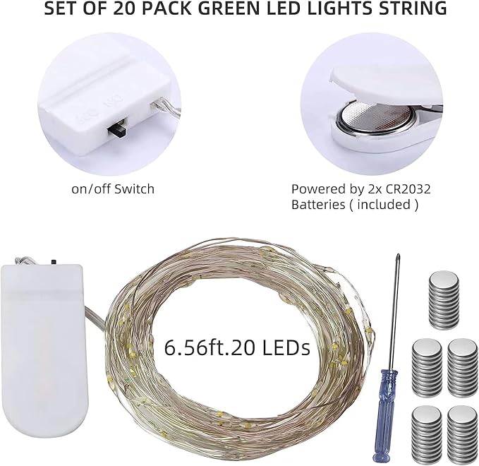 LAMPHOME 20 Pack Fairy Lights Battery Operated String Lights, 20 LED on 6.6FT Silvery Copper Wire, Firefly Fairy String Lights for Wedding Party Mason Jar Christmas Decorations Bedroom Decor(Pink)