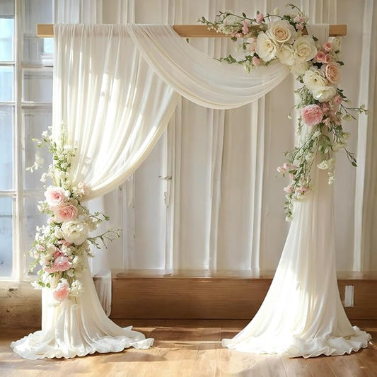 MDS Halloween Chiffon Draping Fabric - 2 Panel, 30" Wide x 50ft Long - Sheer Spooky Arbor & Canopy Drapery for Haunted House Backdrops, Party Ceilings, DIY Costumes & Themed Events - Ivory