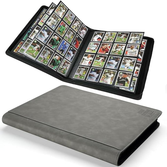 Premium Ringless Trading Card Binder - 1024 Capacity, 16 Side-Loading Pockets per Page, Archival Quality Protection & Anti-Slip Spine for TCG, MTG, Sports Cards (Gray)
