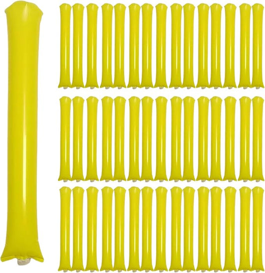 48pcs Round Head Boom Sticks Thunder Sticks Cheering Sticks Team Spirit Plastic Cheerleading Spirit Stick Clapper Inflatable Noise Maker Sports Supply (Yellow)