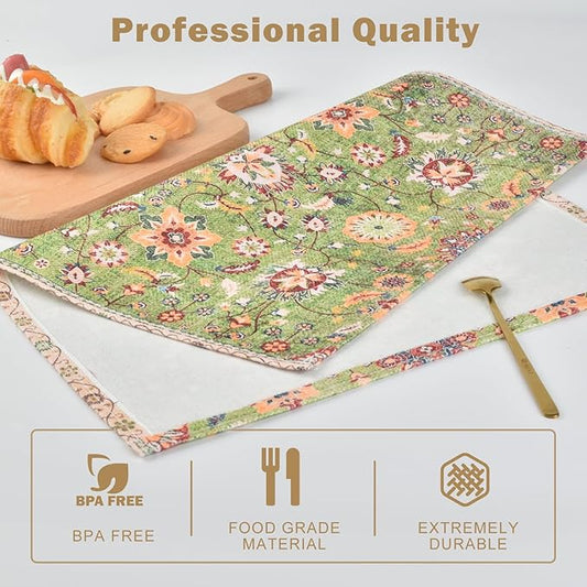 Snycler Table Runner Boho Table Runners Vintage Elegant Farmhouse Table Center Linen Decor for Home Dining Party Entrance (12x18 Inch,Set of 4) Green