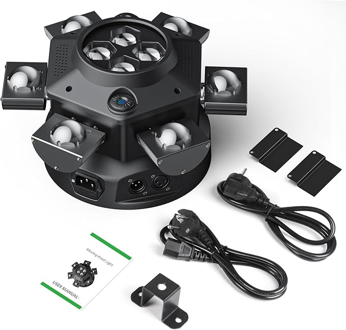 Moving Head DJ Lights, 150W RGBW LED Moving Head Light with Mixed Lighting Effects, 6 Arms Party Lights Support DMX-512 & Sound Activated, Stage Lights for Party Disco KTV Wedding Club